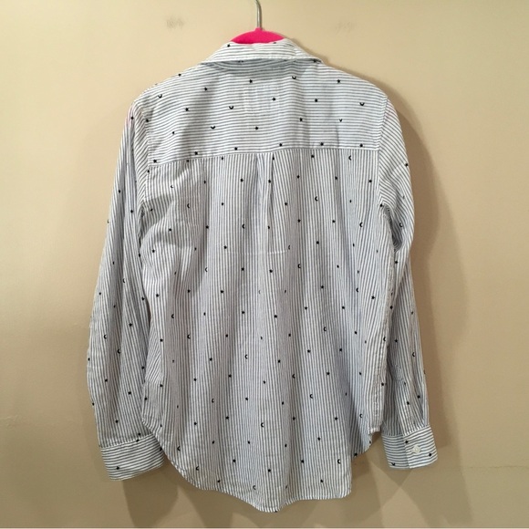 Rails Taylor Flocked moon and star Striped Collared Button up Blue White Xs - Picture 3 of 10